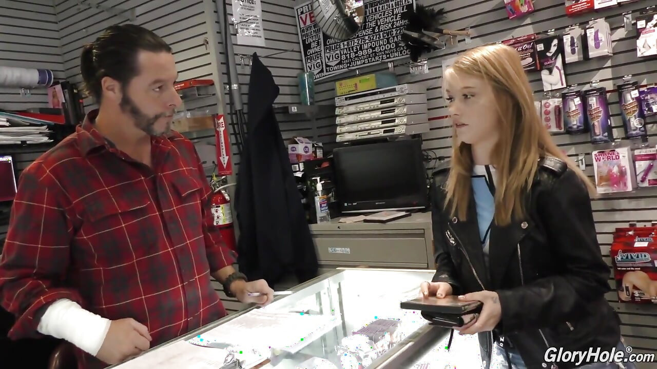 Hannah Hays sucks big black cock gloryhole