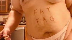 Fat Fairy Faggot Plays With Herself In His Panties