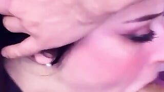 Full mouth of cum and still fucking after