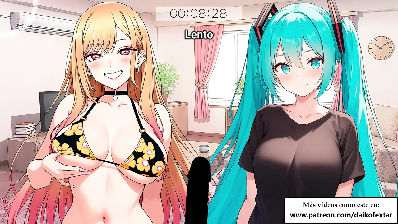 Spanish Audio JOI Hentai. Marin and Miku jerk you off in turn!