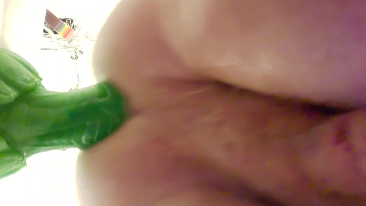 Bad Dragon bouncing my ass on a short but wide dildo.