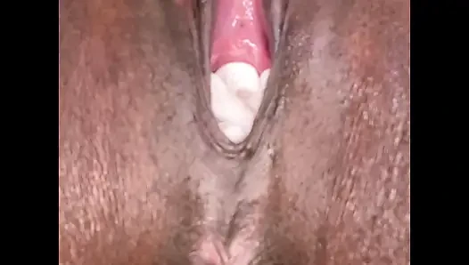 Black stuffing panties in pussy and pees on camera