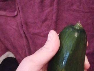 Cucumber wank my cock