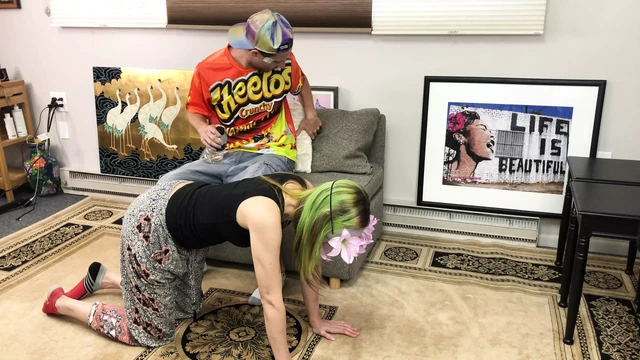 Sexy Woman Used as Foot Rest