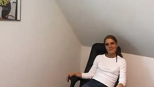 Sexy slut masturbating in office