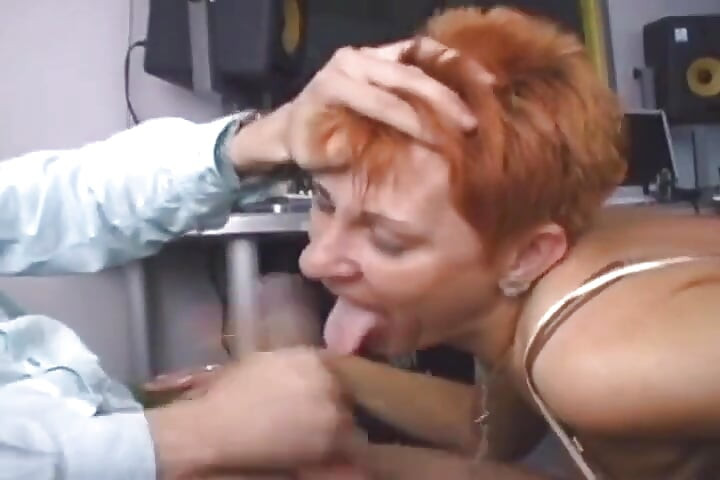 Short-haired Cougar Eats Cum for Employment