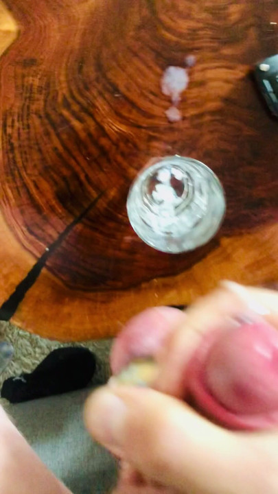 A lot of cumming in a glass of water