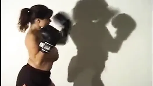 Beautiful lady shadowboxing so cute and playful !