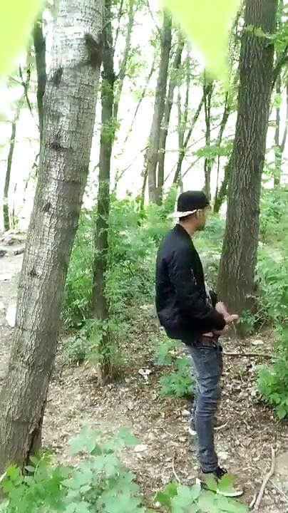 Bad Boy Jerks While Smoking Cigarette in a Forest - Almost Caught - so His Balls Stay Full