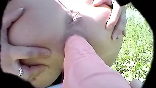 Mother Daughter Outdoor Anal Fuck with Dildo