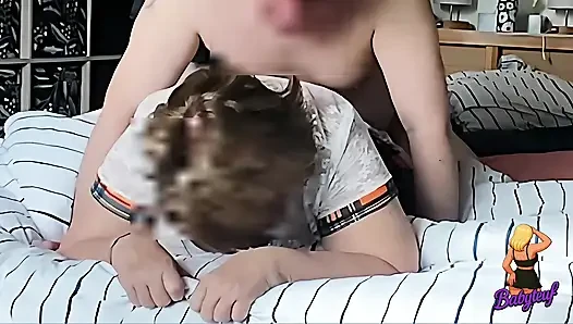 Anal penetration of the 60-year-old woman. She keeps sucking cock