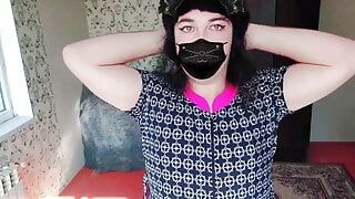 Model de casă cu pisicuță Crossdresser, cu model slim fit Ladyboy Shrildle Sissy Femboy