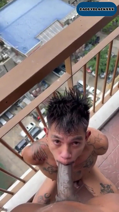 Young Filipino Twink Gets Fucked by Huge BBC on the Balcony!!!