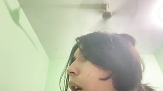 Playful fanboy playing with new sex toy imaging their big brother