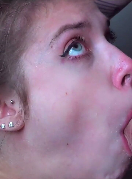 Stepsister Tasting Stepbrother's Cum - Close up Deepthroat Blowjob