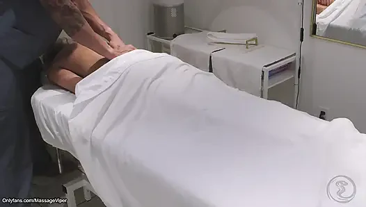 Real Massage Therapist Gets Sucked and Fucked by Fit Blonde Client