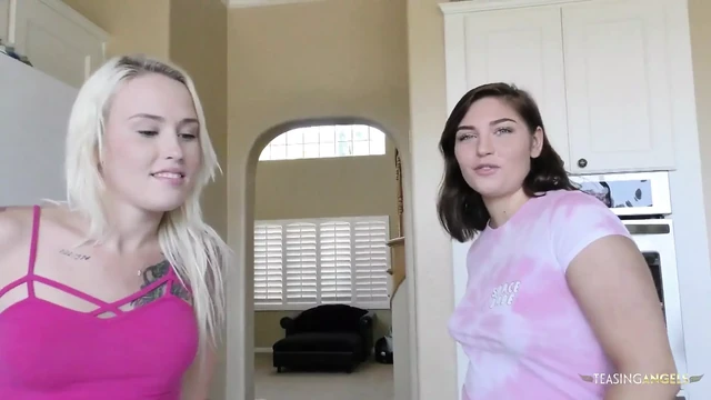 One blonde, one brunette, and a hard white cock are best friends in bed