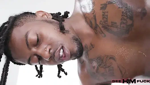 Sly Diggler On His Knees While Kyler Quinn Is Eating His Ass