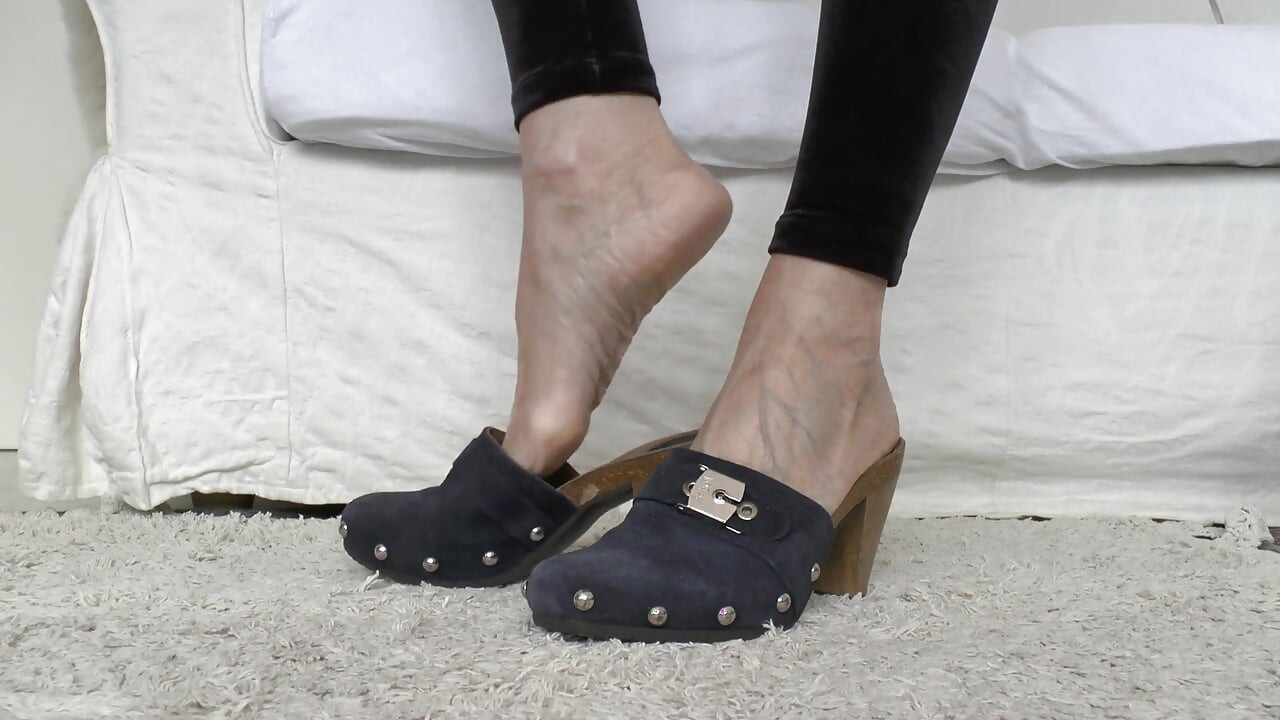 Blue Wooden Clogs, Sabots, Lady Victoria Valente