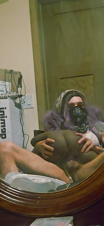 Purple-Haired Sissy Slut in Lace - Tgirl Creampie & Cum Play