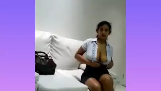 Sexy mother masturbates in front of me with high heels