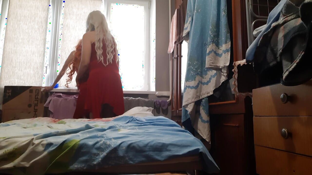 Blonde Stepmom Seduces Redhead Stepdaughter and Fucks Her While Her Husband Takes a Shower