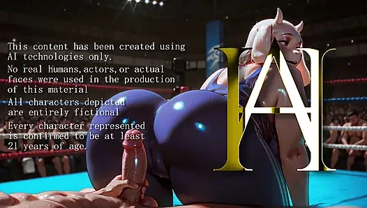 ATKINS HEAVEN - Chubby Toriel In Yoga Pants Gets Fucked In Front Of Crowd During Wrestling Match