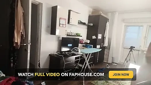Sexy Brunette Doing Naked Chores Around the House