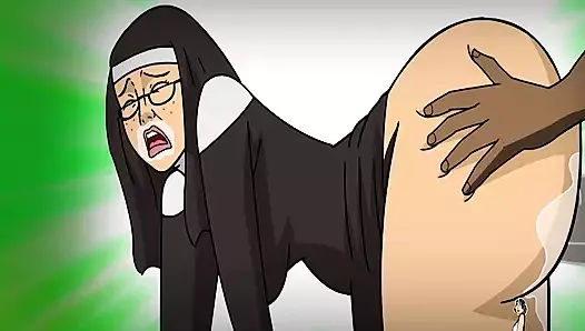 Une nonne prend une grosse bite noire dans tous les trous