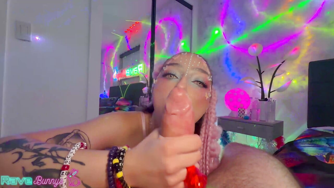 Brian Pumps Scarlett Full of Cum While Glowsticks Light Her Stockings!