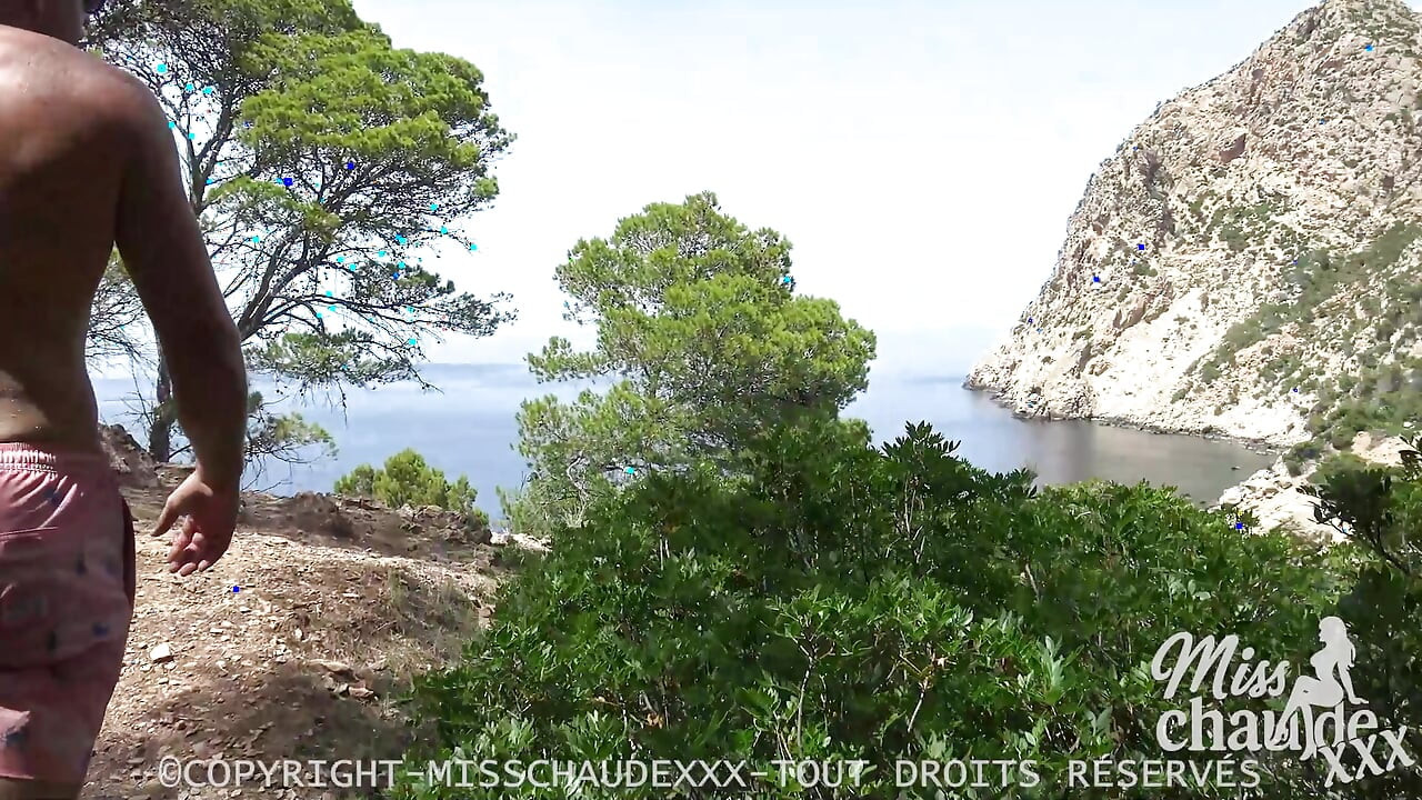 A French MILF, Lost in the Mountains, Gets Fucked in a Secluded Paradise Cove While Tourists Watch From Afar.