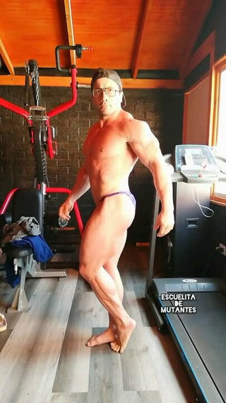 Posing at home gym, part three