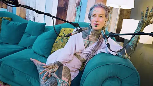 I talk about B - Bordem - ASMR podcast SFW talking goth skinny girl dreadlocks tattoo model inked girl