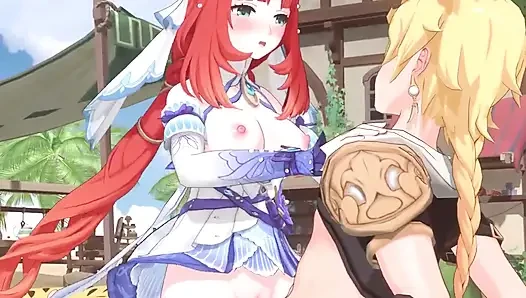 Genshin Impact - Ayaka, Barbara and Nilou’s Secret Beach Sex with Aether - Seductive Moans - 3D NSFW Animation