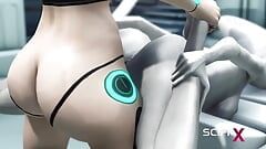 Heißer sex! Sci-fi-Android fickt einen alien im operationsraum der raumstation hart