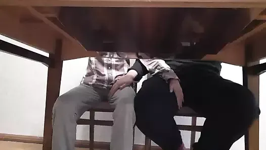 We masturbate each other under the table during English class at the university - Lesbian-candys