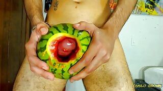 Fucking a watermelon until I cum inside it - Camilo Brown