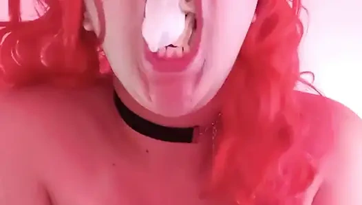 Redhead Demon Drains Your Soul with Bubblegum - Bunny Looner