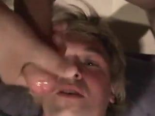 Fucking the twink's mouth and cumming on his face
