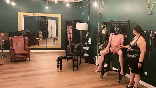 Latex Dommes Stretch Bound Slave's Ass Wide Open