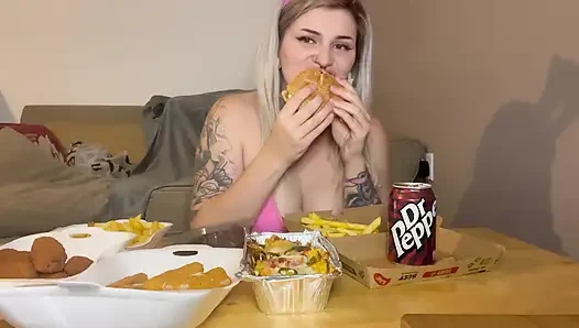 Pvc Bunny Girl Burps and Gets Bloated Filming Mukbang