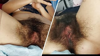 Horny mom undresses and masturbates with moans. Naughty sexy milf tries on naked clothes.