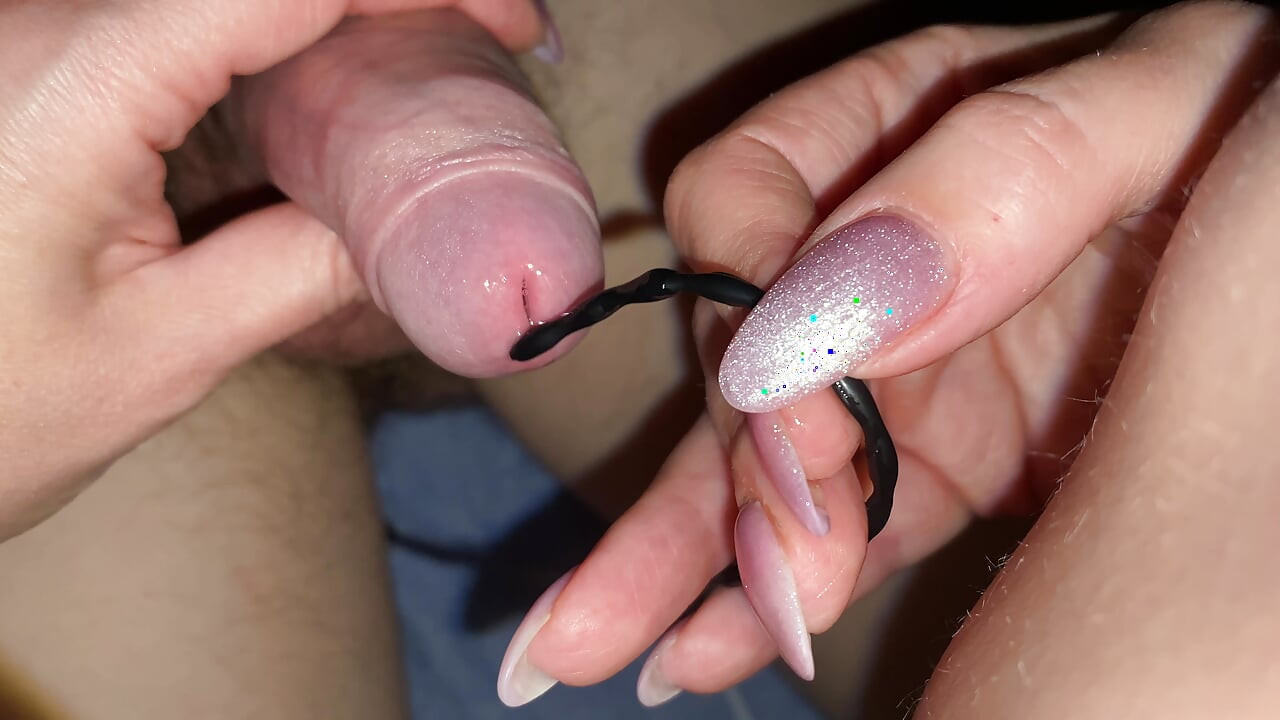 For the first time an urogenital probe is inserted into the pe nus for the first time, the man is moaning