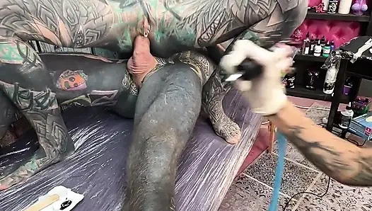 Tattooed Girl Gets Her Titties Inked Then Rides Cock & Takes Anal