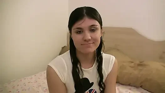 Young slut gives her first blowjobs in front of the camera