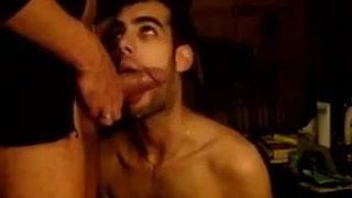 Cumming on buddy's face and tongue