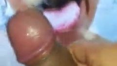 Horny Latina face covered in cumshots