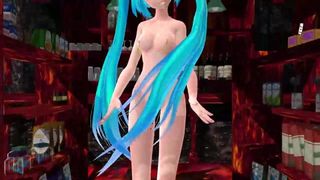 Mmd sexy ragazza dai capelli blu con piercing ai capezzoli e figa gv00081