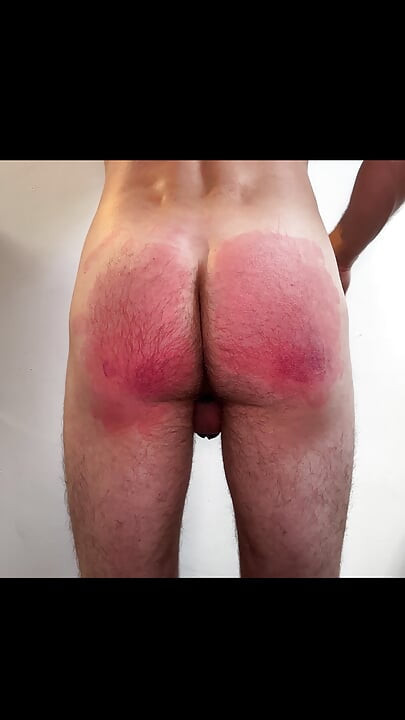 Hard Self Spanking On Hairy Ass While Wearing Chastity Cage