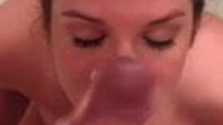 White girl giving my BBC sloppy blowjob & Facial